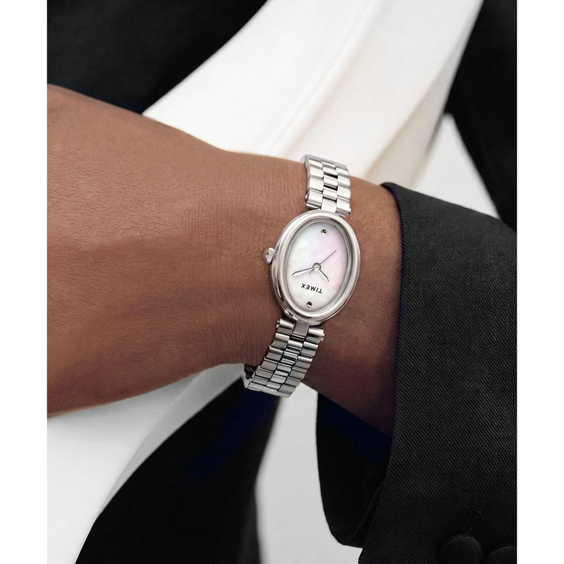 Timex Cavatina Oval 22mm White Dial Analog Women Watch - TW2Y86000UJ Watch Timex