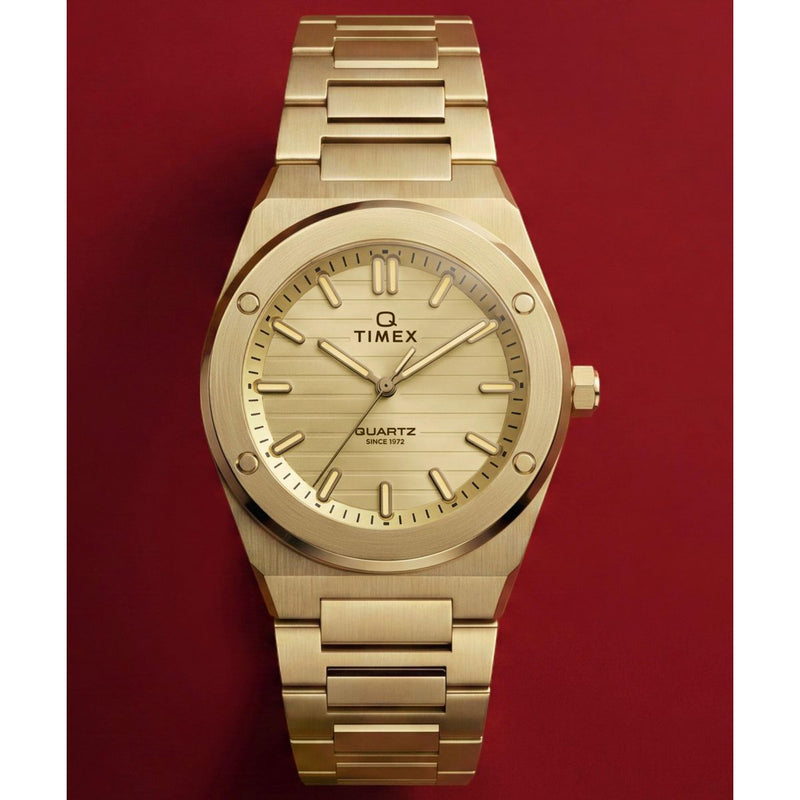 Timex Q Round 34mm Gold Dial Analog Women Watch - TW2Y82000UJ Watch Timex