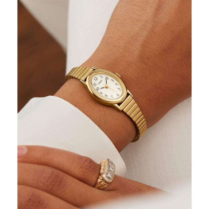 Timex Oval 18mm White Dial Analog Women Watch - T21872UJ Watch Timex
