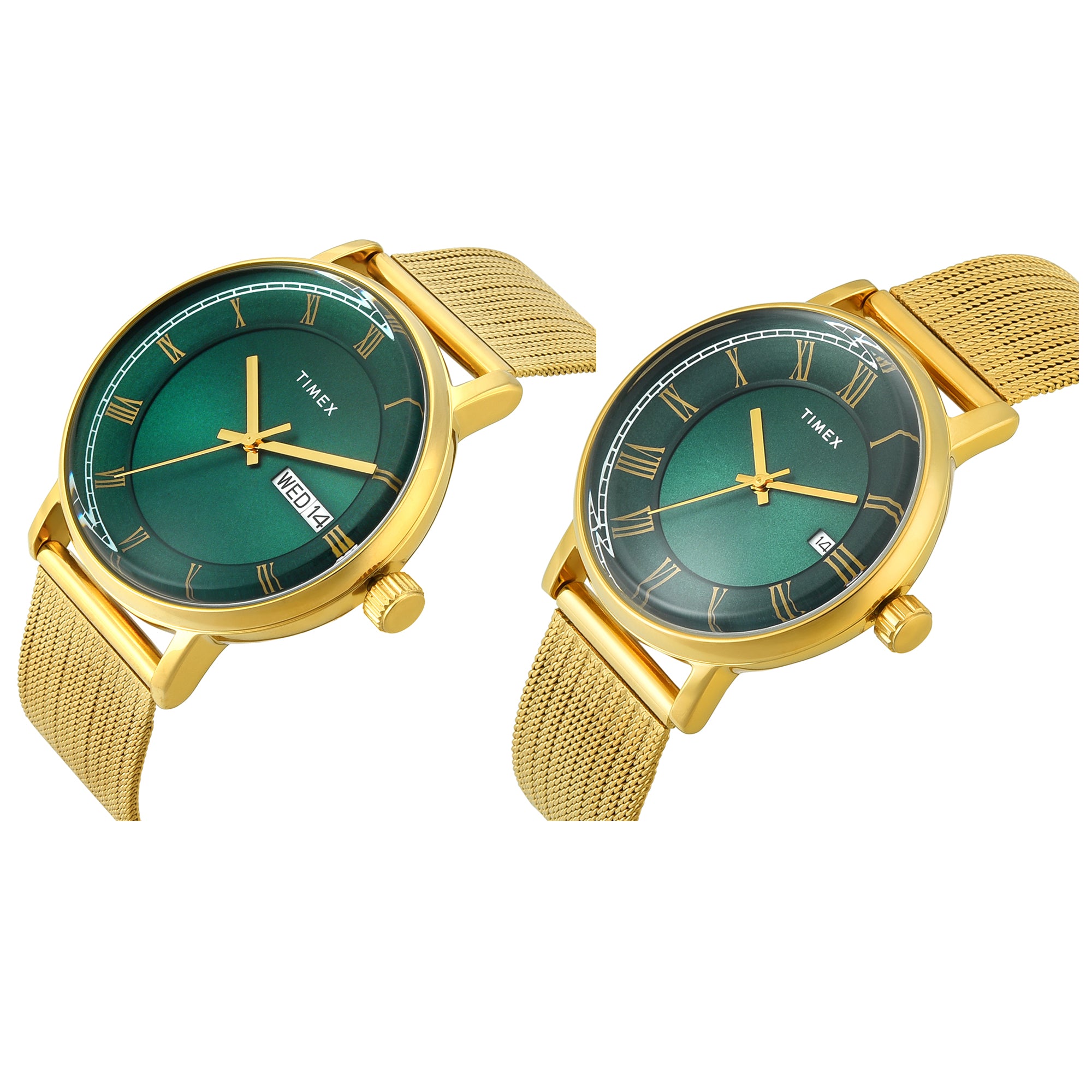 Timex Trendline Round 43mm Green Dial Analog Pair Watch - TW00PR342