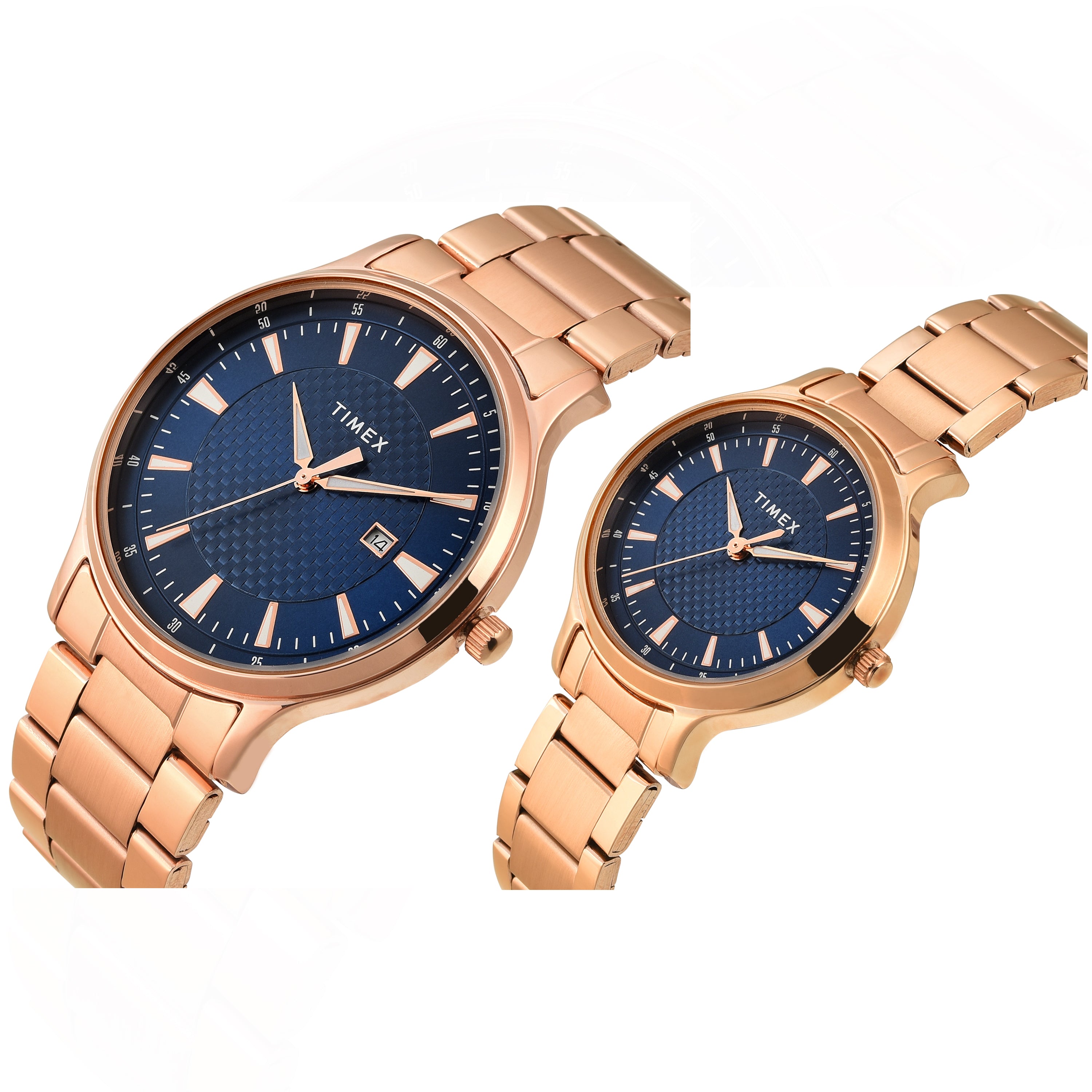 Timex Trendline Round 21mm Blue Dial Analog Pair Watch - TW00PR322 Watch Timex