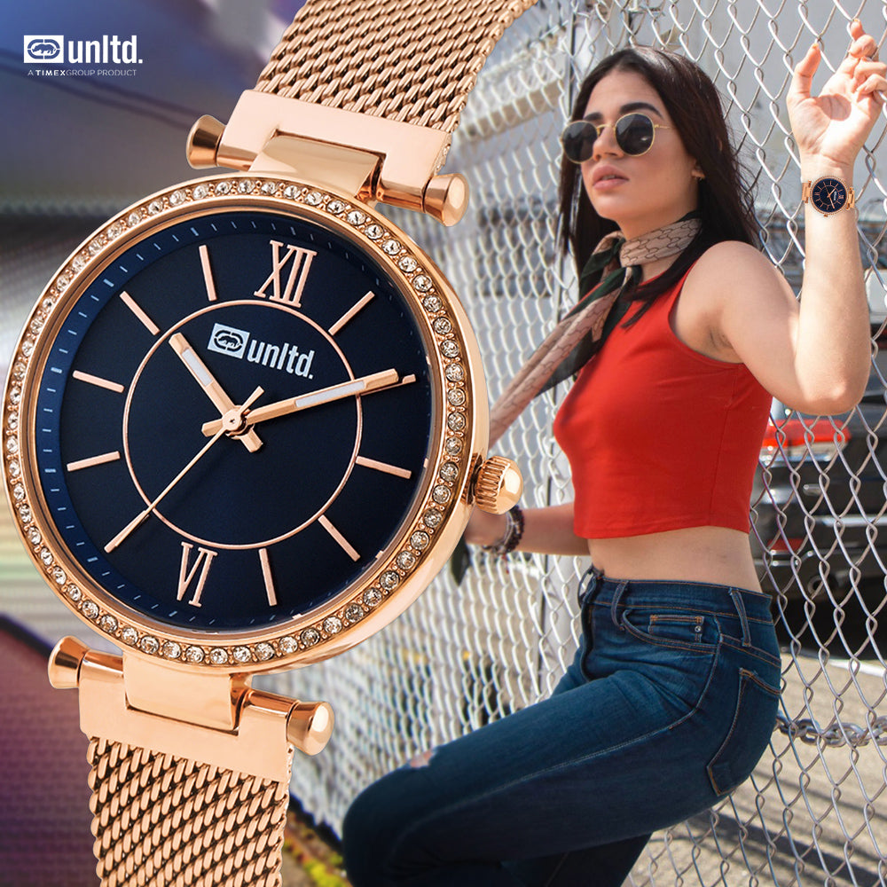 Unltd. By Timex Group Blue Round Dial Quartz Analog Women Watch