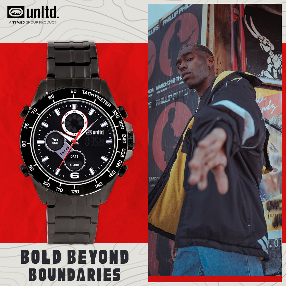 Unltd. By Timex Group Black Round Dial Quartz Ana-Digi Men Watch Watch Unltd.