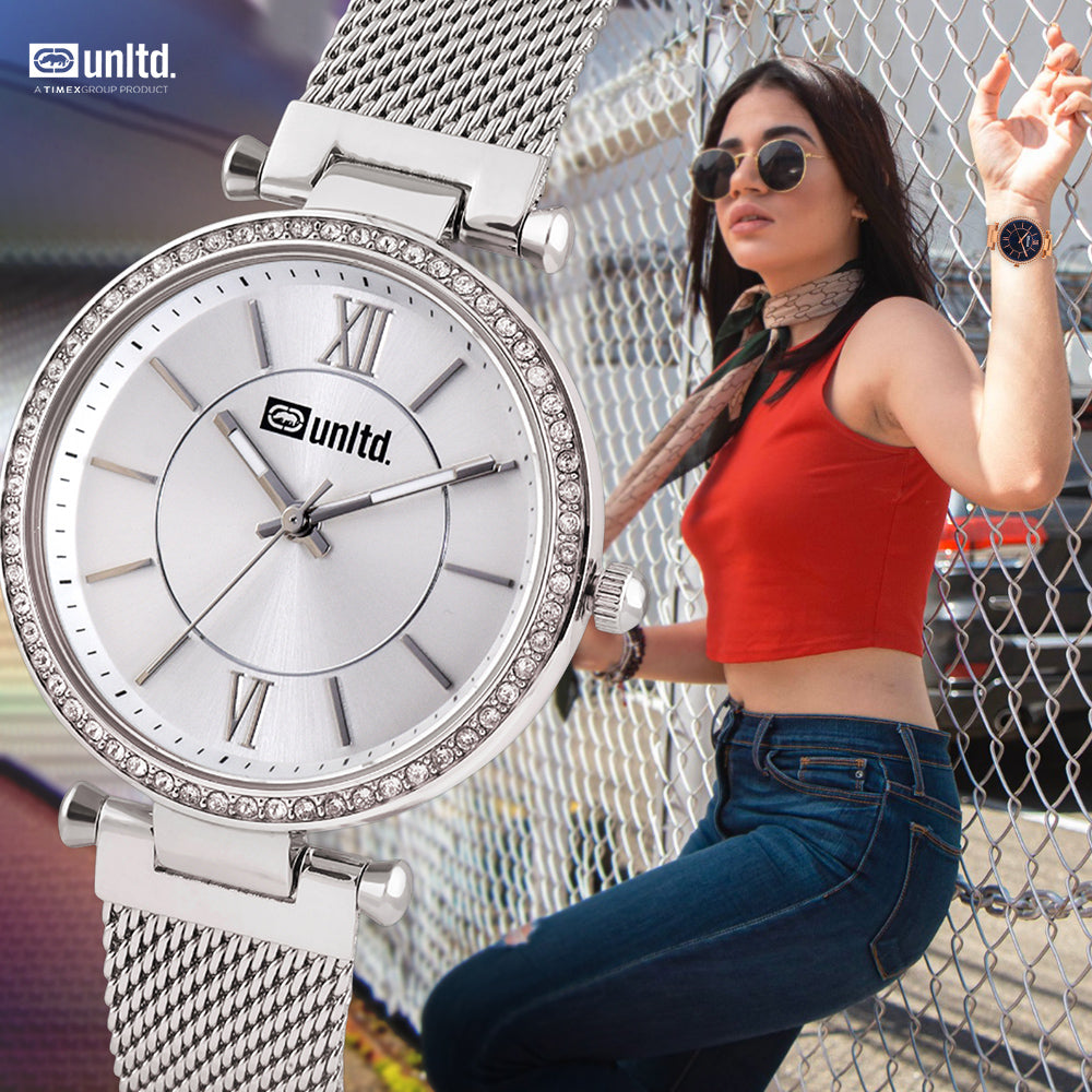 Unltd. By Timex Group Silver Round Dial Quartz Analog Women Watch