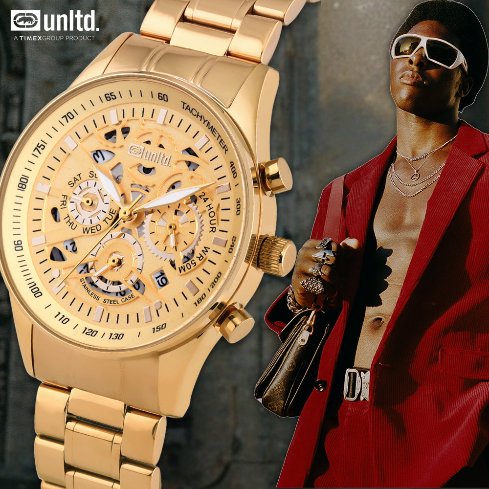 Unltd. By Timex Group Gold Round Dial Quartz Analog Men Watch