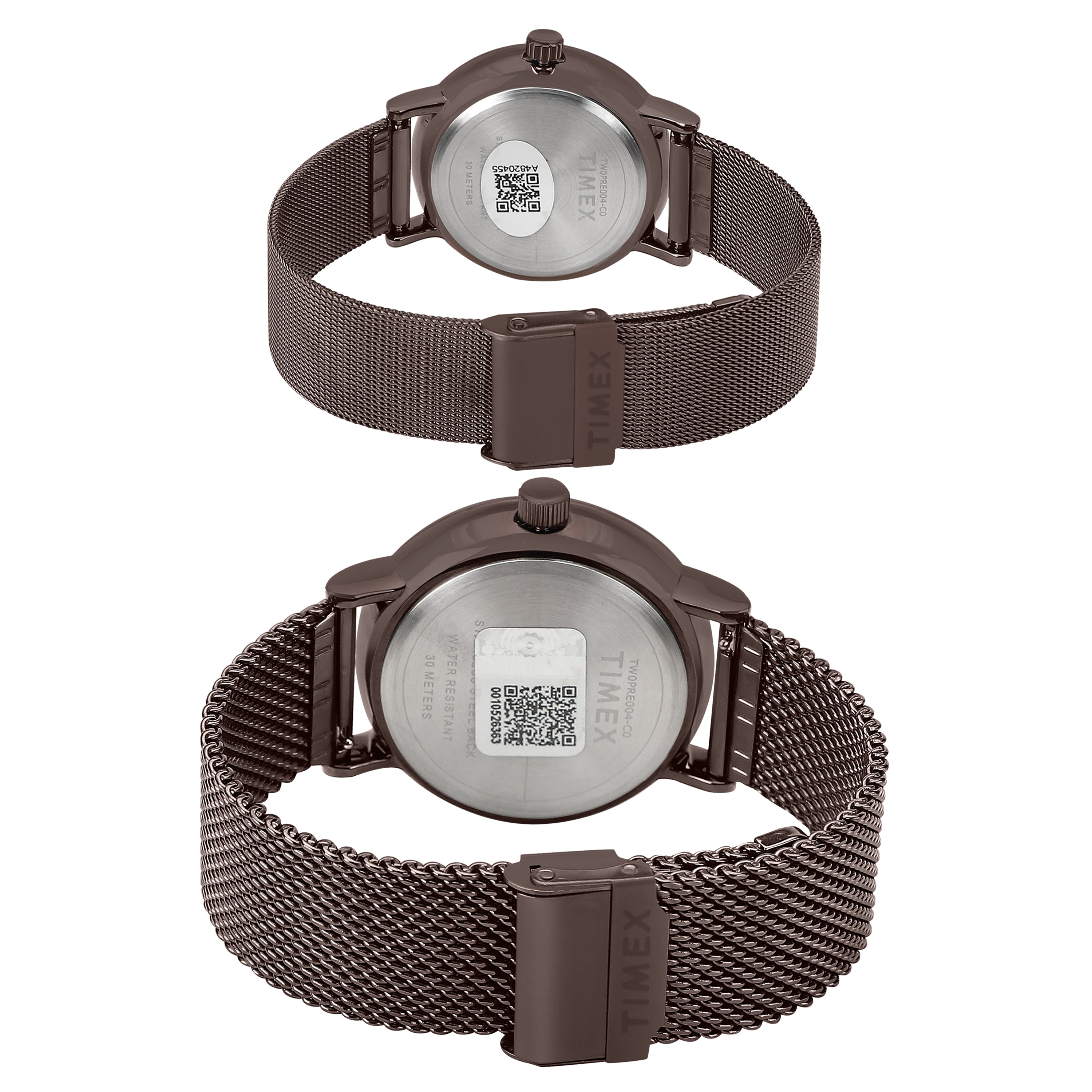 Timex Round 21mm Brown Dial Analog Pair Watch - TW0PRE004
