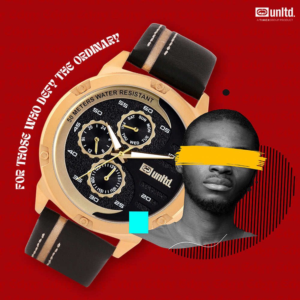 Unltd. By Timex Group Leather Black Round Dial Quartz Analog Men Watch Watch Unltd.