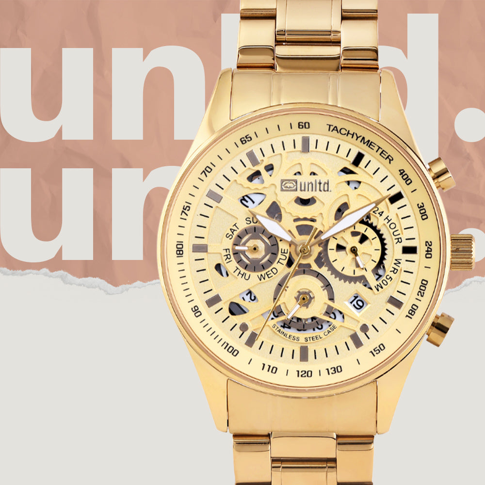 Unltd. By Timex Group Gold Round Dial Quartz Analog Men Watch