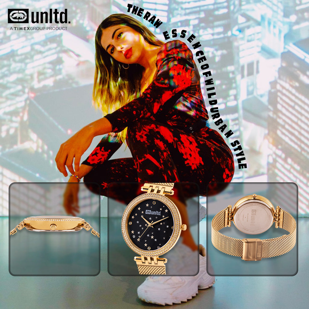 Unltd. By Timex Group Black Round Dial Quartz Analog Women Watch Watch Unltd.