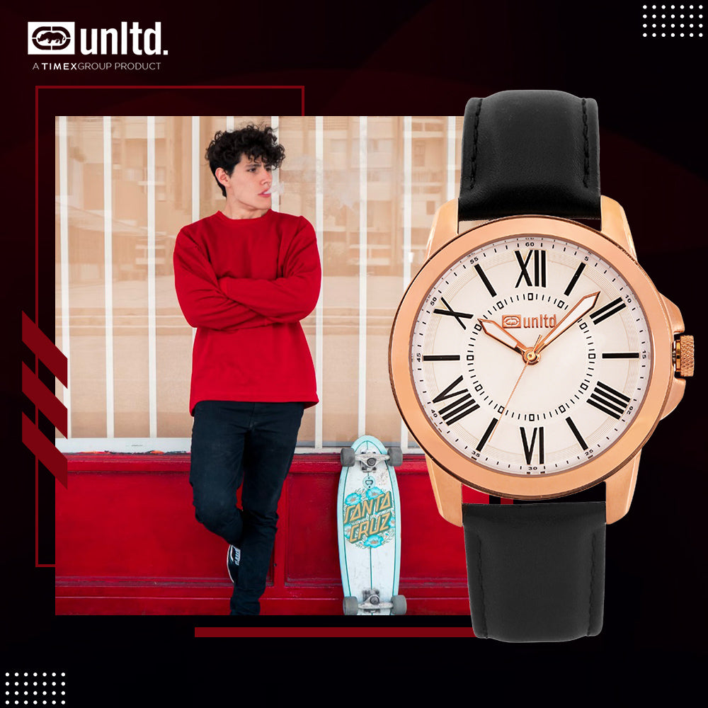 Unltd. By Timex Group Leather White Round Dial Quartz Analog Men Watch