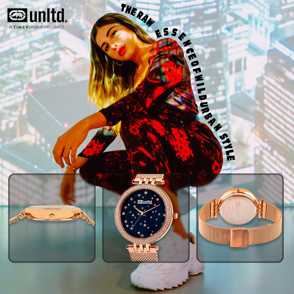 Unltd. By Timex Group Blue Round Dial Quartz Analog Women Watch