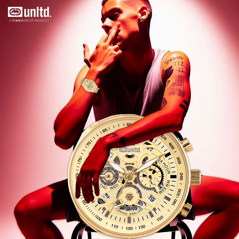 Unltd. By Timex Group Gold Round Dial Quartz Analog Men Watch