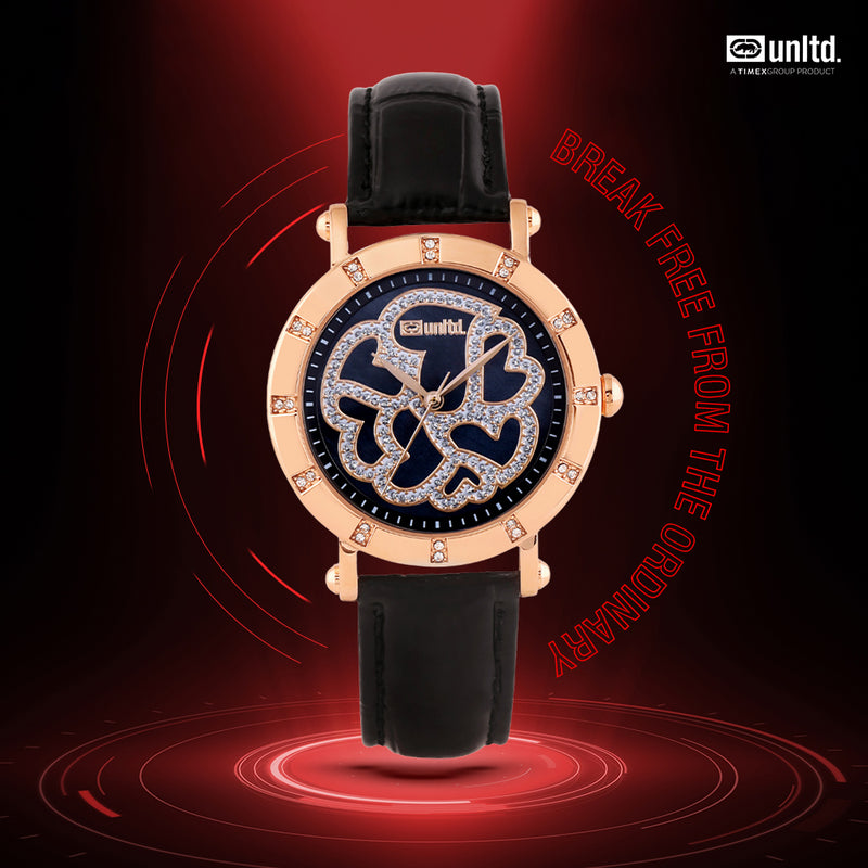 Unltd. By Timex Group Leather Black Round Dial Quartz Analog Women Watch Watch Unltd.
