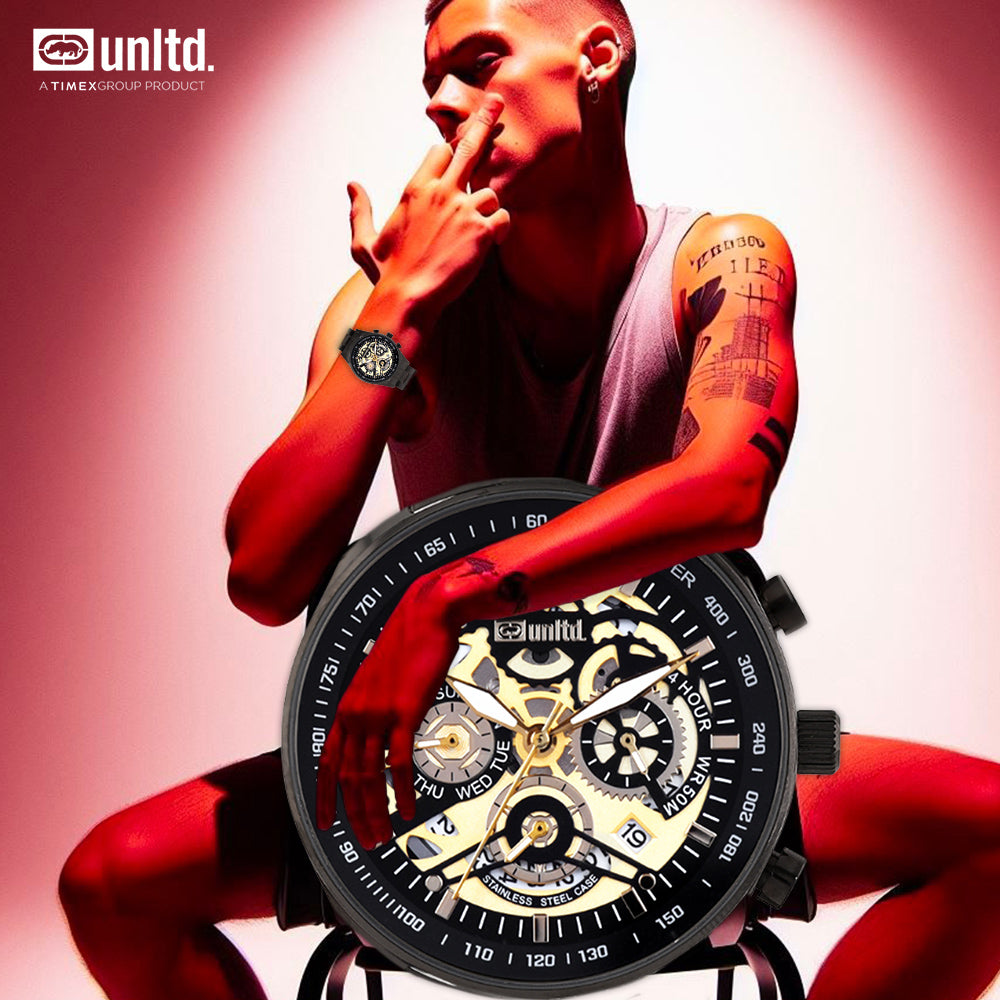 Unltd. By Timex Group Gold Round Dial Quartz Analog Men Watch Watch Unltd.