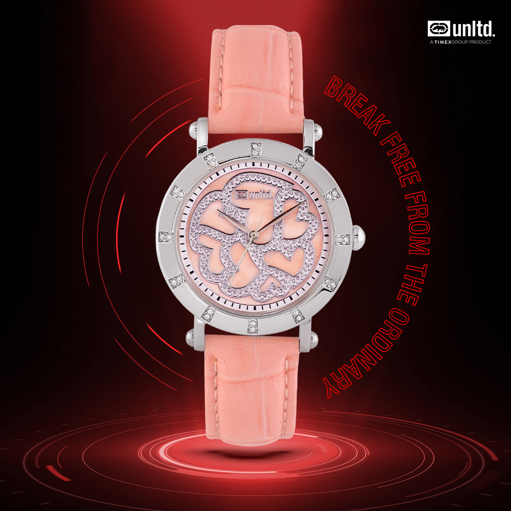 Unltd. By Timex Group Leather Pink Round Dial Quartz Analog Women Watch Watch Unltd.