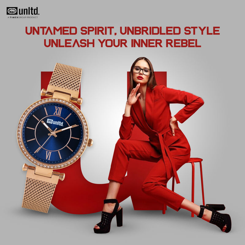 Unltd. By Timex Group Blue Round Dial Quartz Analog Women Watch Watch Unltd.