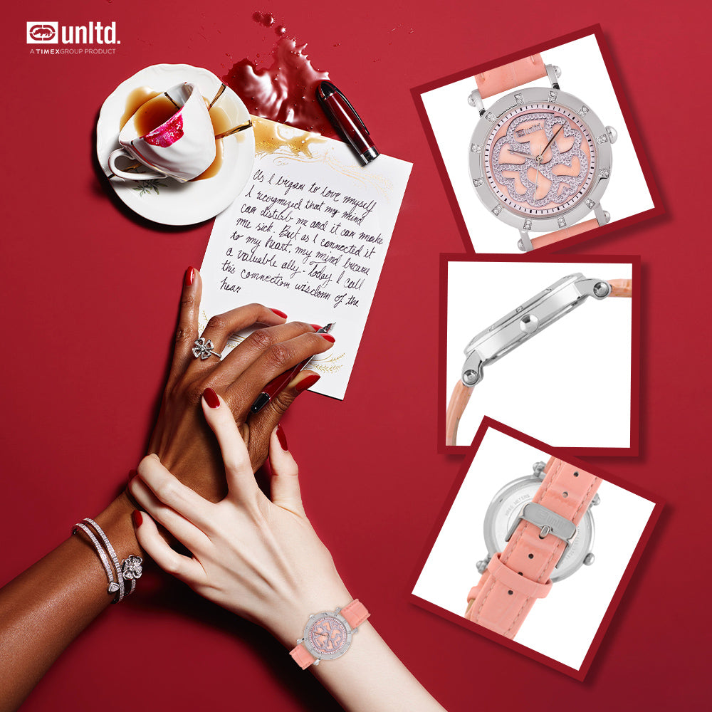 Unltd. By Timex Group Leather Pink Round Dial Quartz Analog Women Watch Watch Unltd.