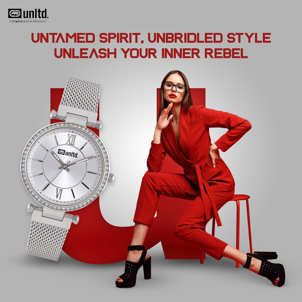 Unltd. By Timex Group Silver Round Dial Quartz Analog Women Watch Watch Unltd.