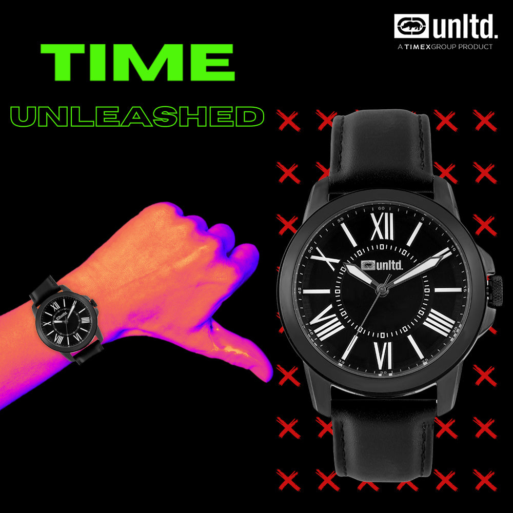 Unltd. By Timex Group Leather Black Round Dial Quartz Analog Men Watch