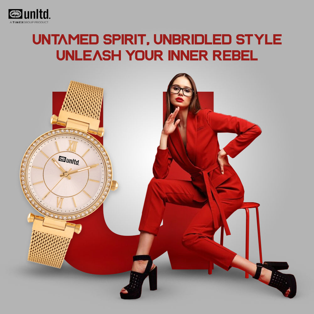 Unltd. By Timex Group Silver Round Dial Quartz Analog Women Watch Watch Unltd.