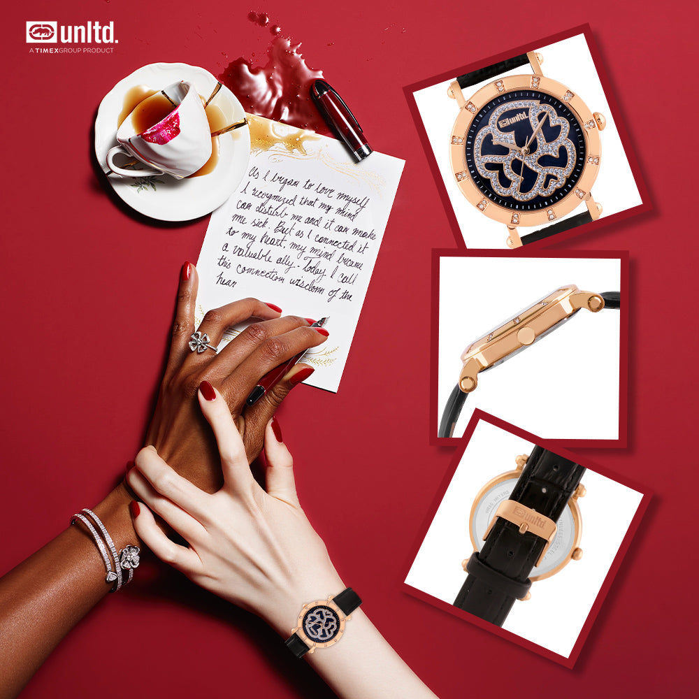 Unltd. By Timex Group Leather Black Round Dial Quartz Analog Women Watch Watch Unltd.