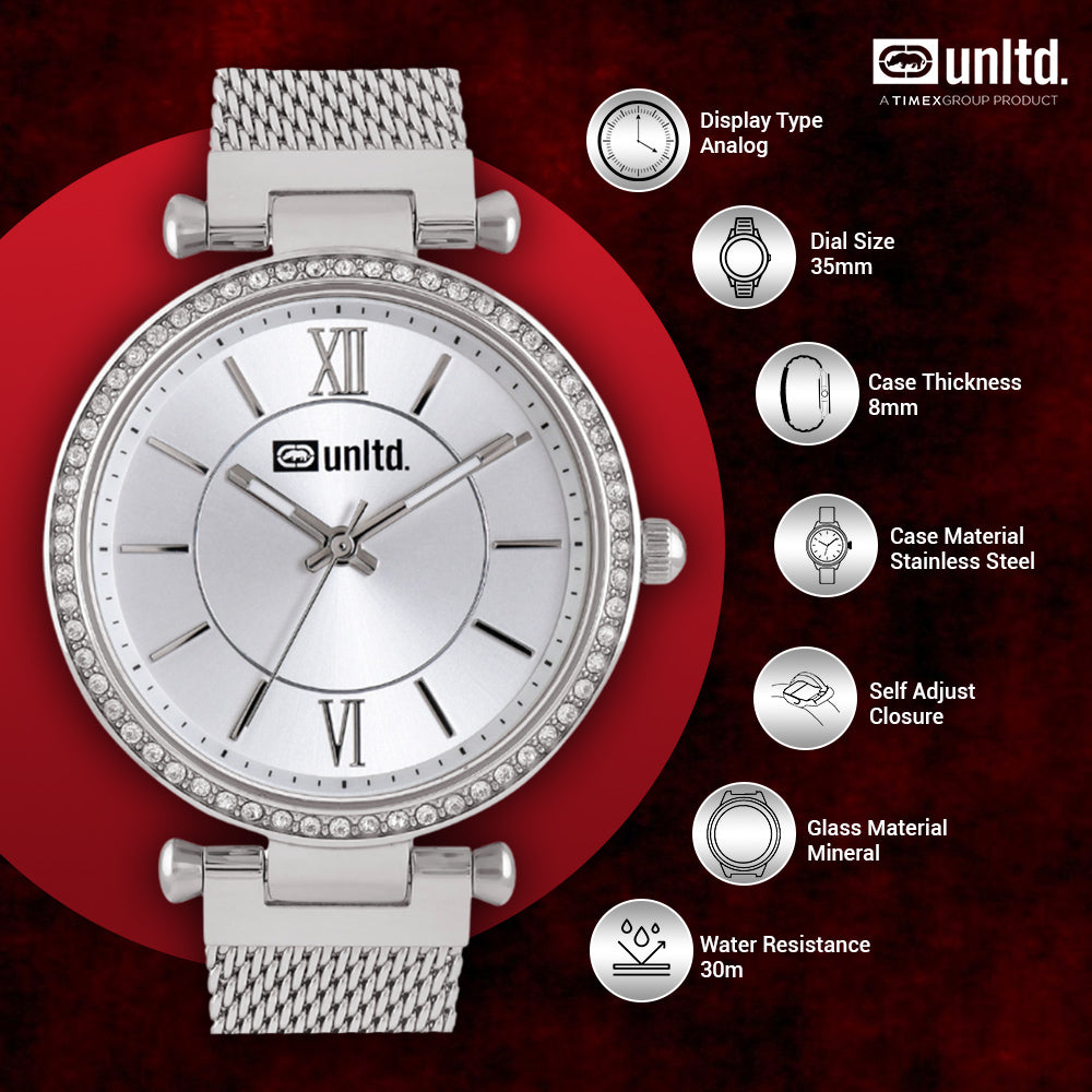 Unltd. By Timex Group Silver Round Dial Quartz Analog Women Watch