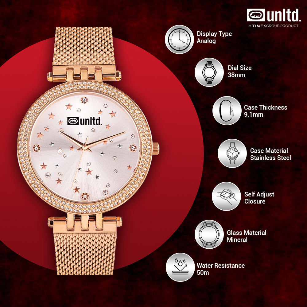Unltd. By Timex Group Silver Round Dial Quartz Analog Women Watch Watch Unltd.