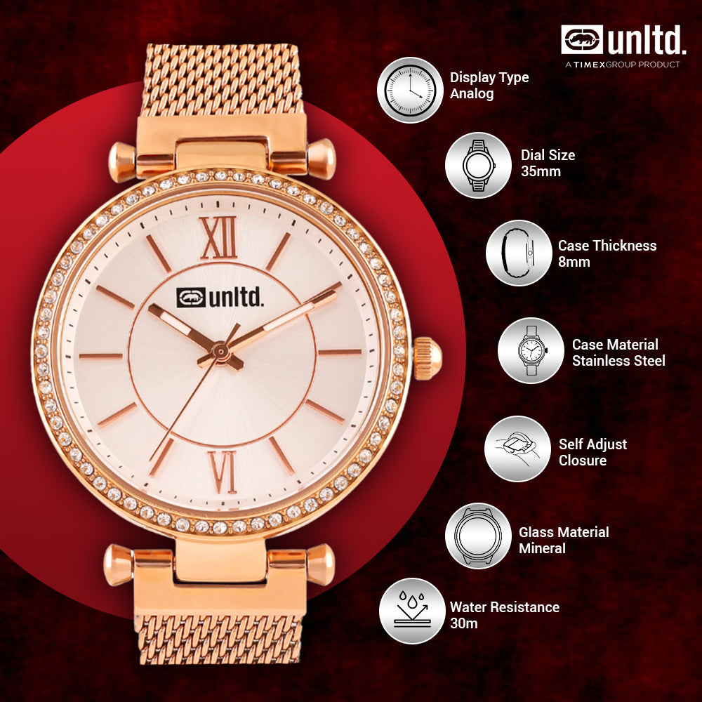 Unltd. By Timex Group Silver Round Dial Quartz Analog Women Watch Watch Unltd.