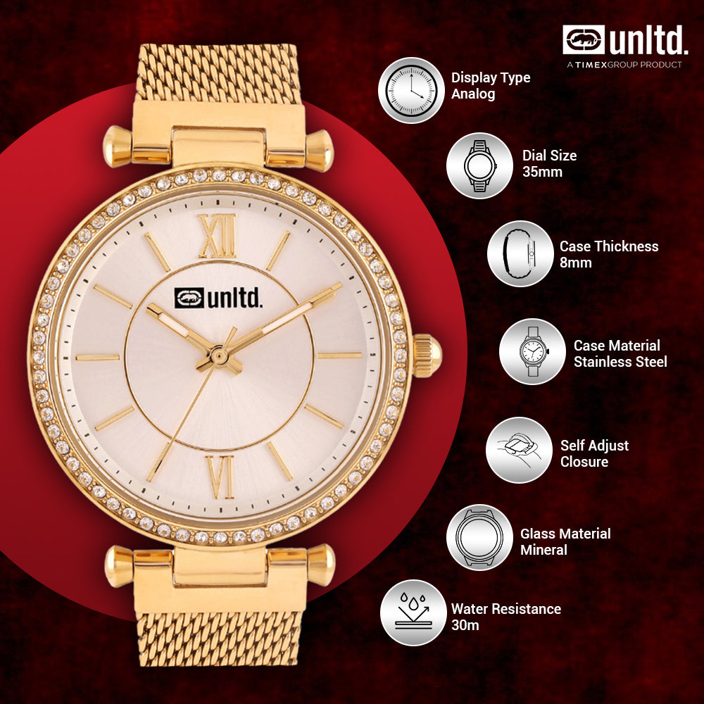 Unltd. By Timex Group Silver Round Dial Quartz Analog Women Watch Watch Unltd.