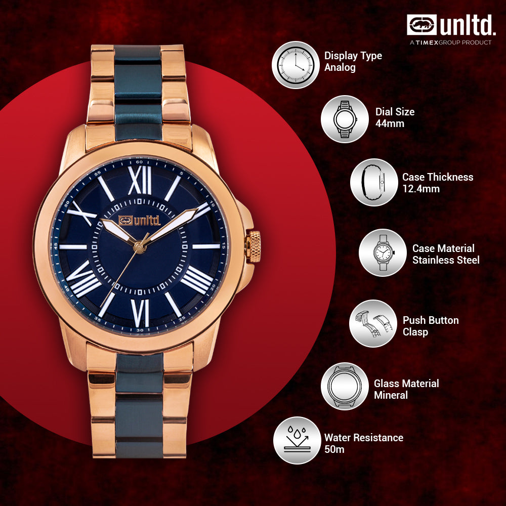 Unltd. By Timex Group Blue Round Dial Quartz Analog Men Watch