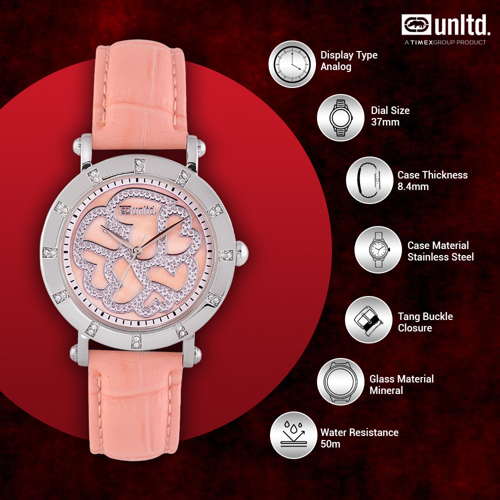 Unltd. By Timex Group Leather Pink Round Dial Quartz Analog Women Watch