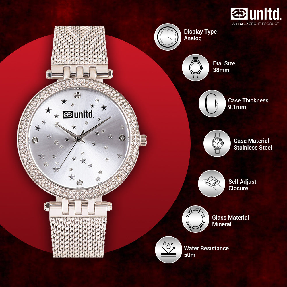 Unltd. By Timex Group Silver Round Dial Quartz Analog Women Watch