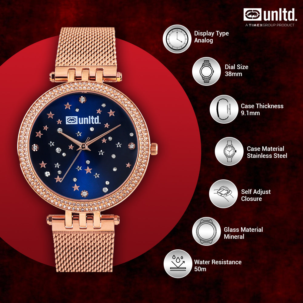 Unltd. By Timex Group Blue Round Dial Quartz Analog Women Watch Watch Unltd.