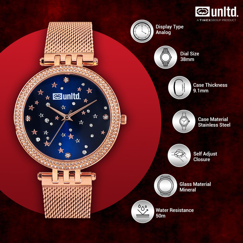 Unltd. By Timex Group Blue Round Dial Quartz Analog Women Watch Watch Unltd.