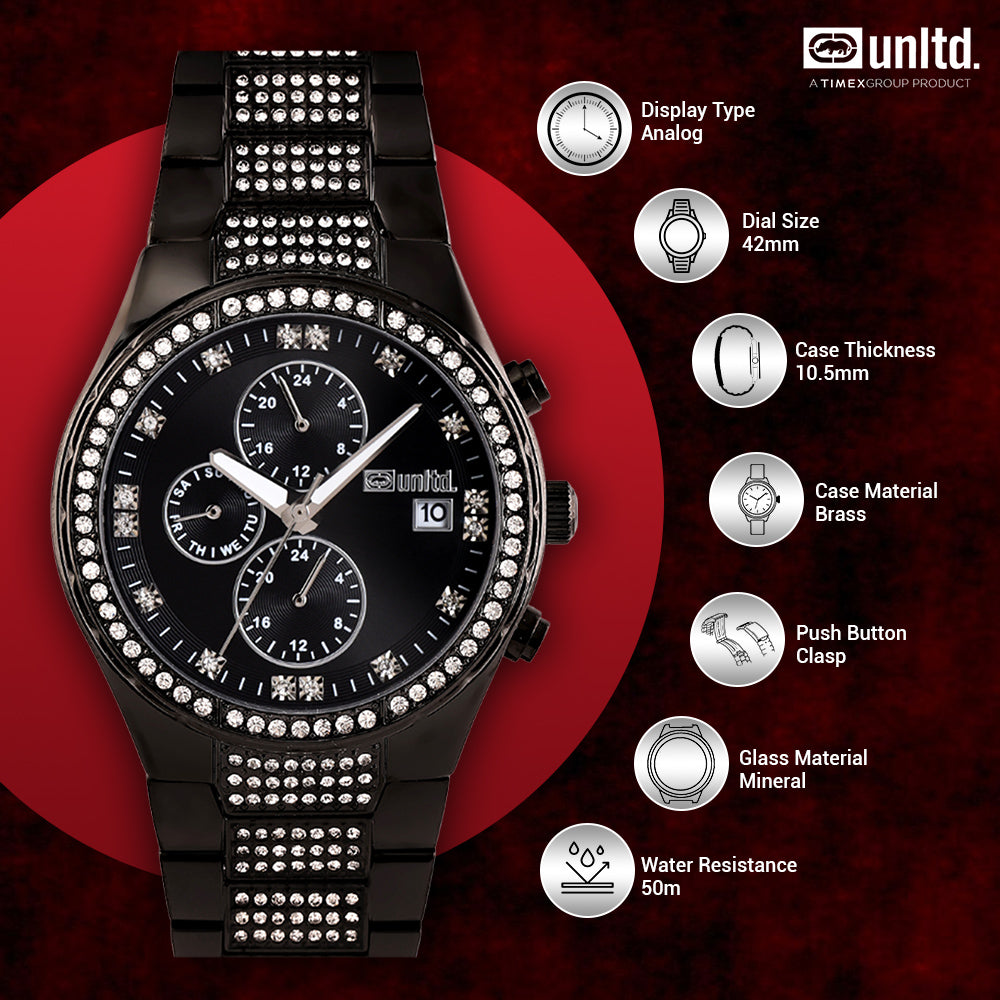 Unltd. By Timex Group Black Round Dial Quartz Analog Men Watch Watch Unltd.