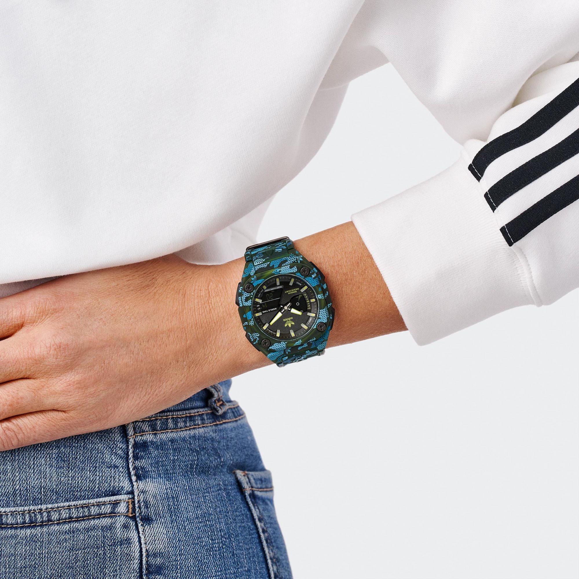 Adidas Originals Black Octogonal Dial Quartz Ana-Digi Unisex Watch