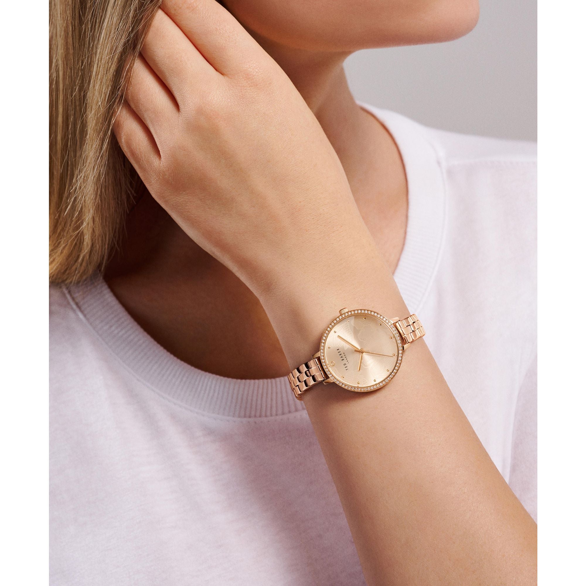 Ted Baker Daisen Rose Gold Tone Dial Round Case Quartz Analog Women Wa At JUST WATCHES