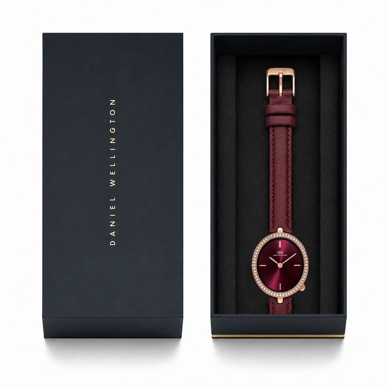 Daniel Wellington Round 23mm Burgundy Dial Analog Women Watch - DW0DL2401 Watch Daniel Wellington