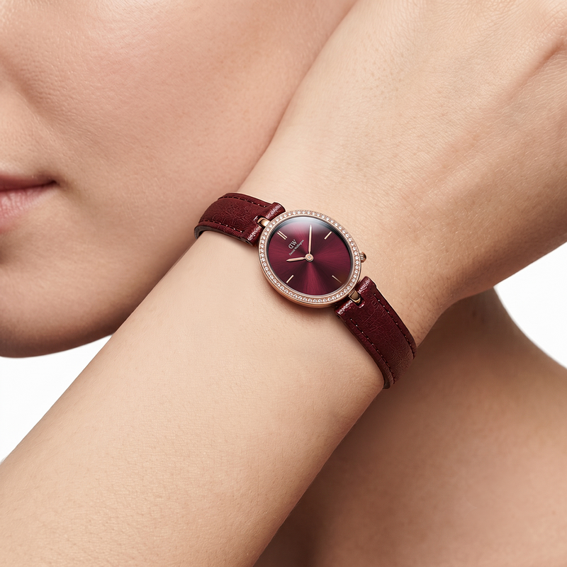Daniel Wellington Round 23mm Burgundy Dial Analog Women Watch - DW0DL2401 Watch Daniel Wellington