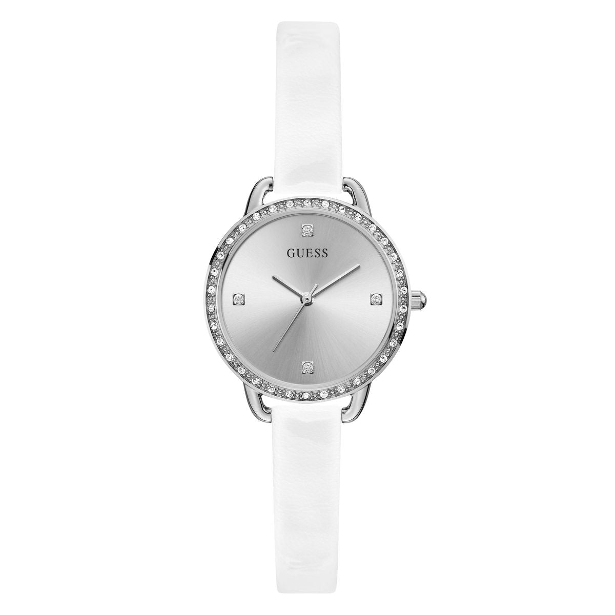 Guess Bellini Leather Silver Round Dial Quartz Analog Women Watch