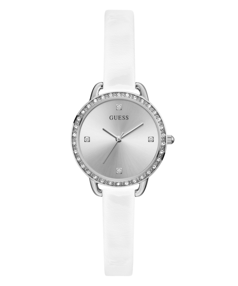 Guess Bellini Leather Silver Round Dial Quartz Analog Women Watch Watch Guess