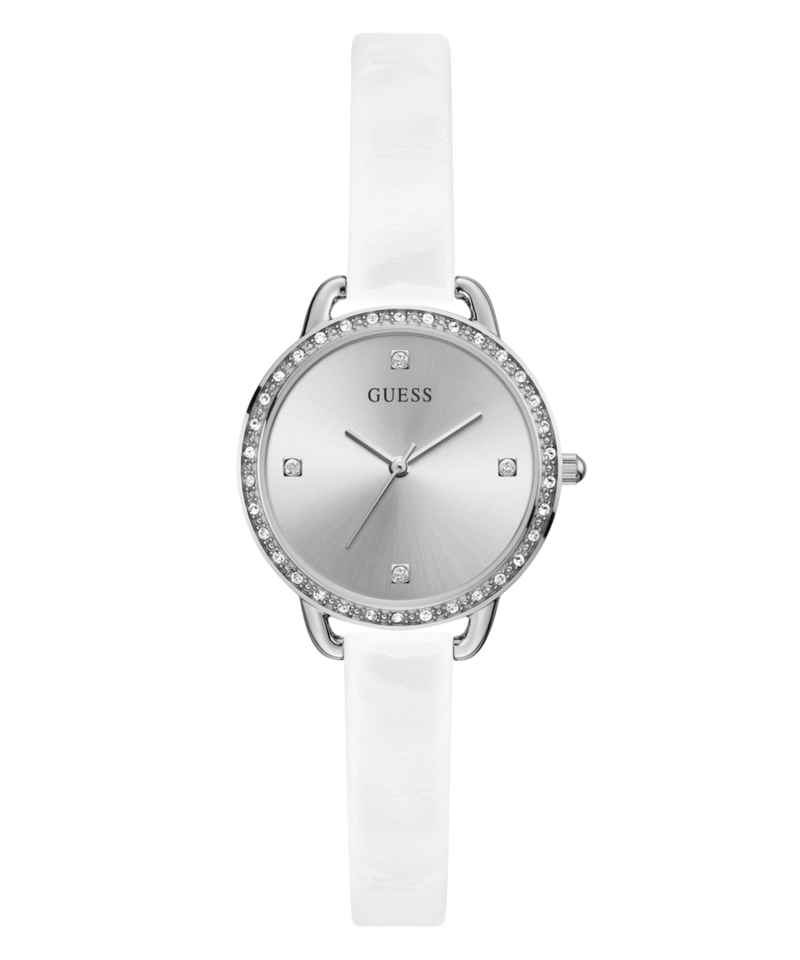 Guess Bellini Leather Silver Round Dial Quartz Analog Women Watch Watch Guess
