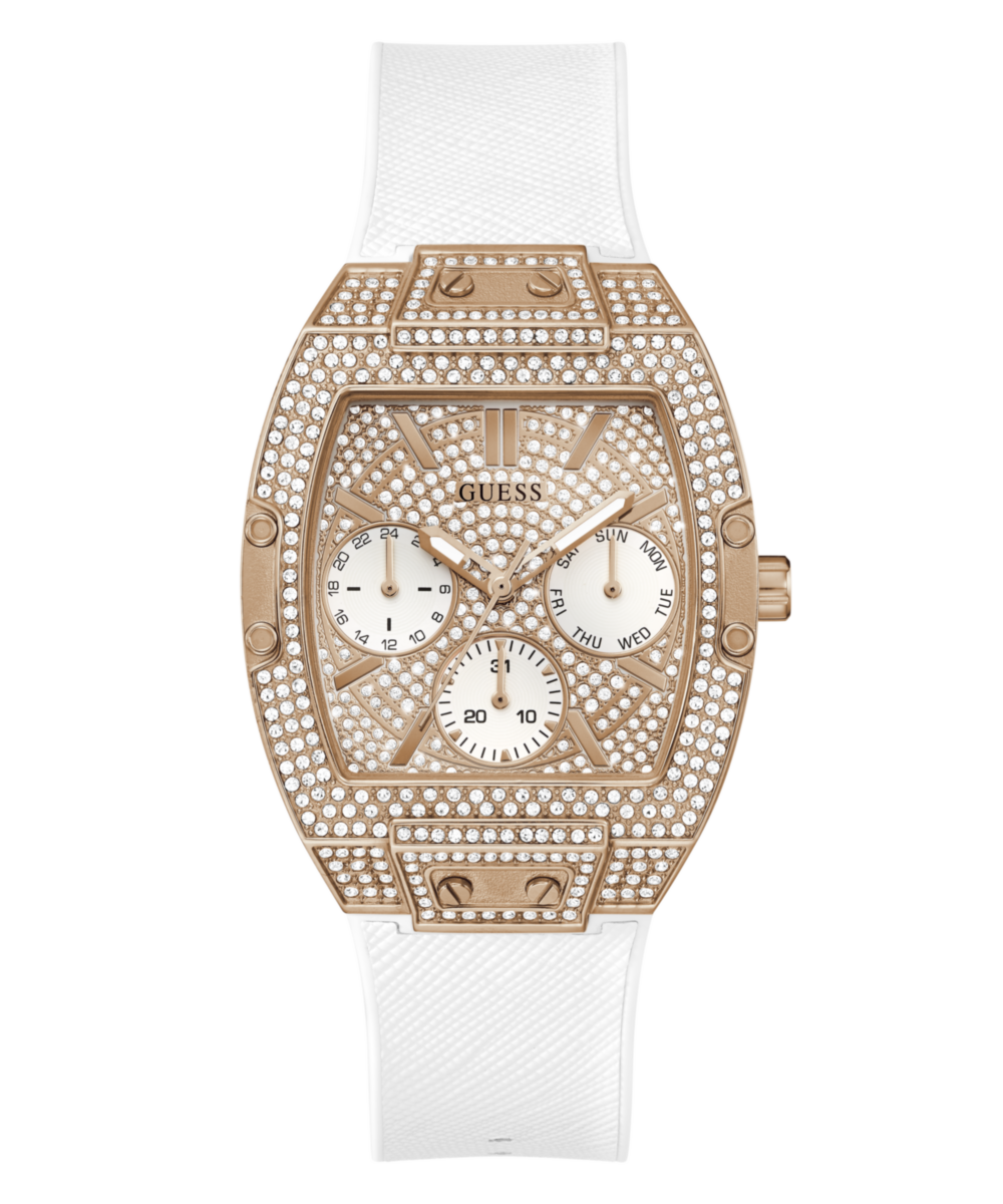 Guess Raven Leather White Square Dial Quartz Analog Women Watch Watch Guess