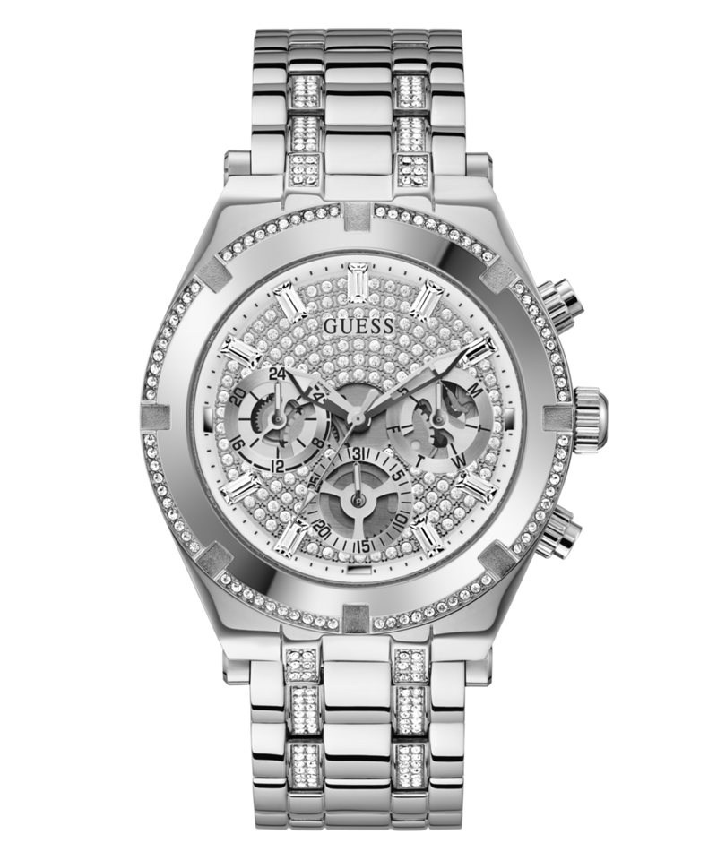 GUESS Men Round Silver Tone Dial Analog Watch - GW0261G1 Watch Guess