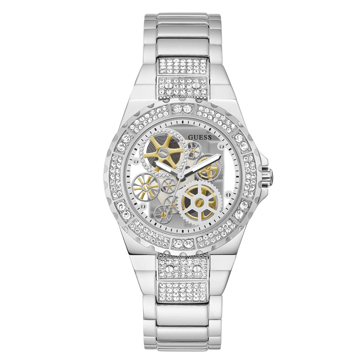 Guess Silver Round Dial Quartz Analog Women Watch Watch Guess