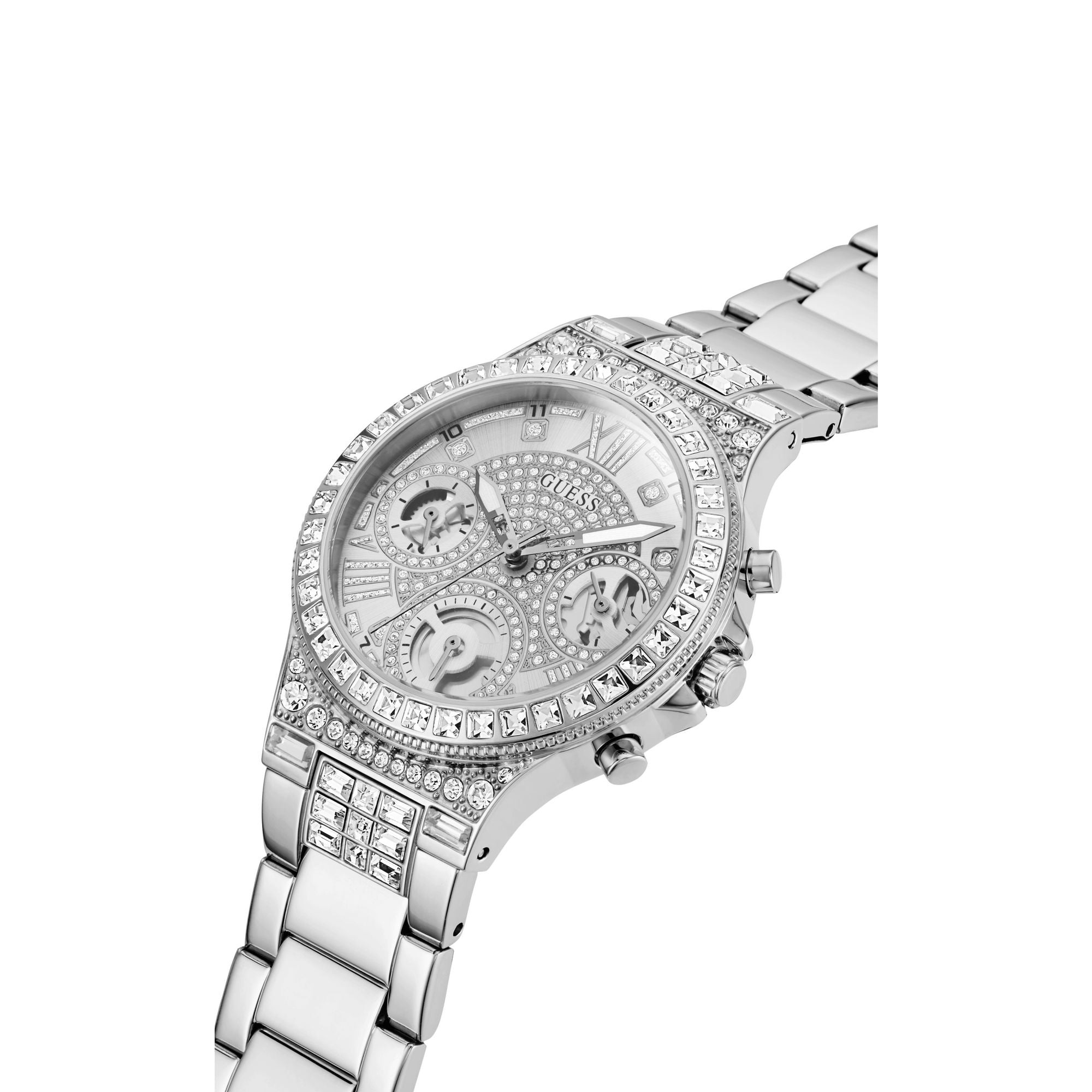 Guess Moonlight Silver Tone Round Dial Quartz Analog Women Watch Watch Guess