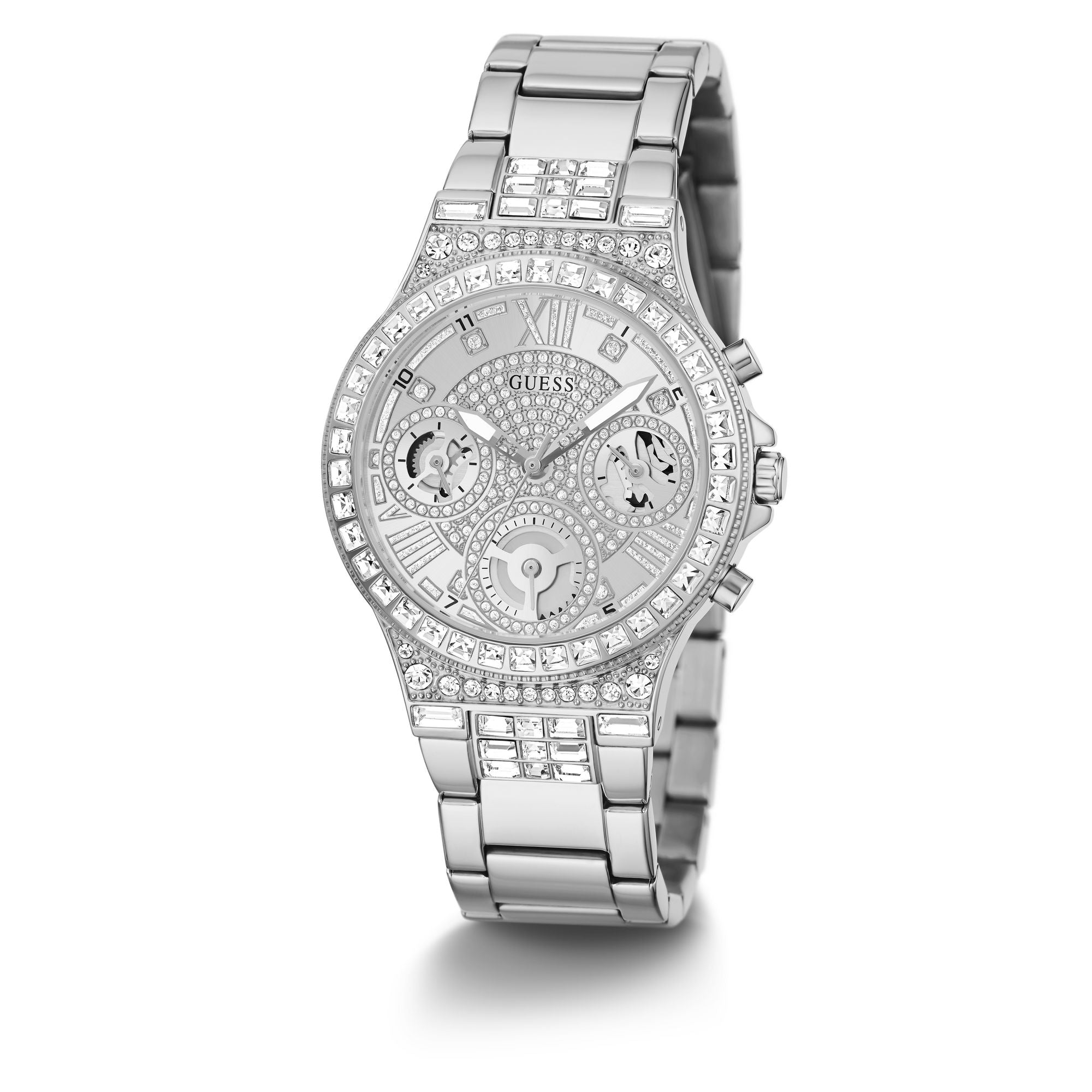 Guess Moonlight Silver Tone Round Dial Quartz Analog Women Watch