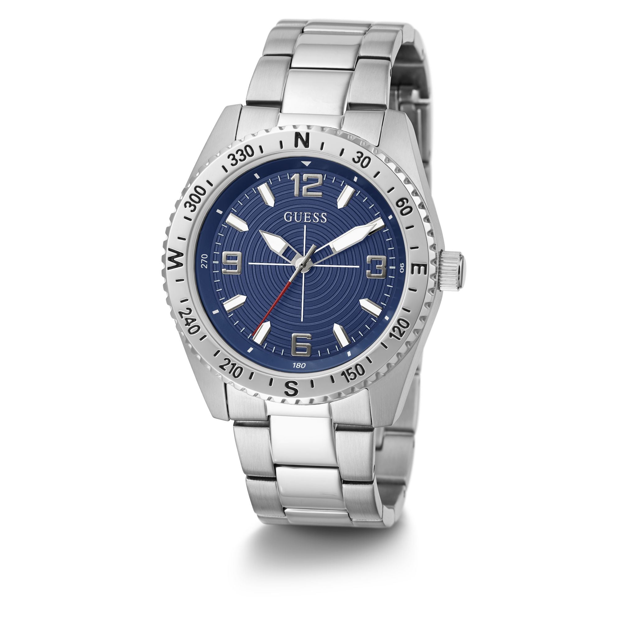 Guess North Silver Tone Round Dial Quartz Analog Men Watch