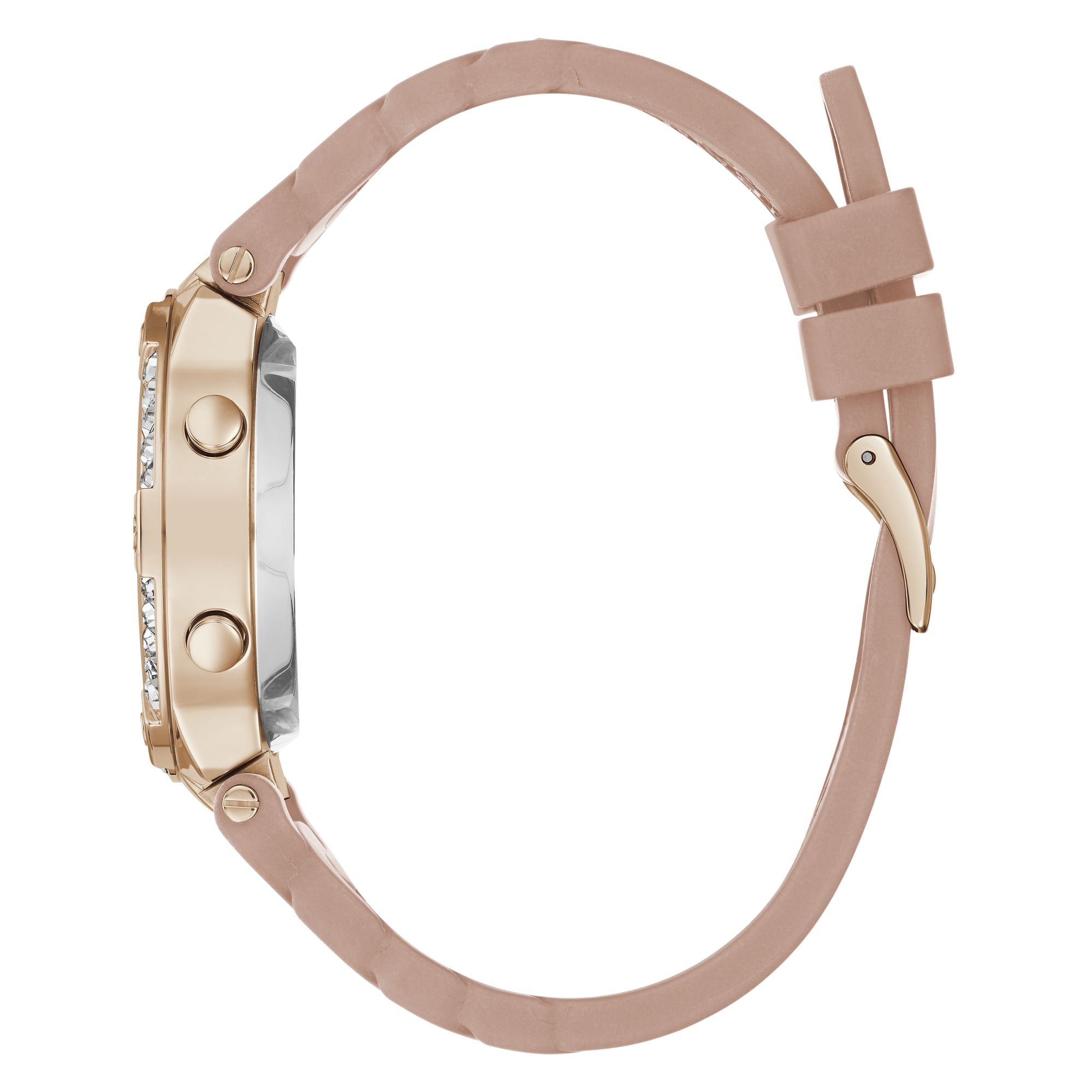 Guess Link Rose Gold Round Dial Quartz Digital Women Watch GW0338L2 At  JUST WATCHES