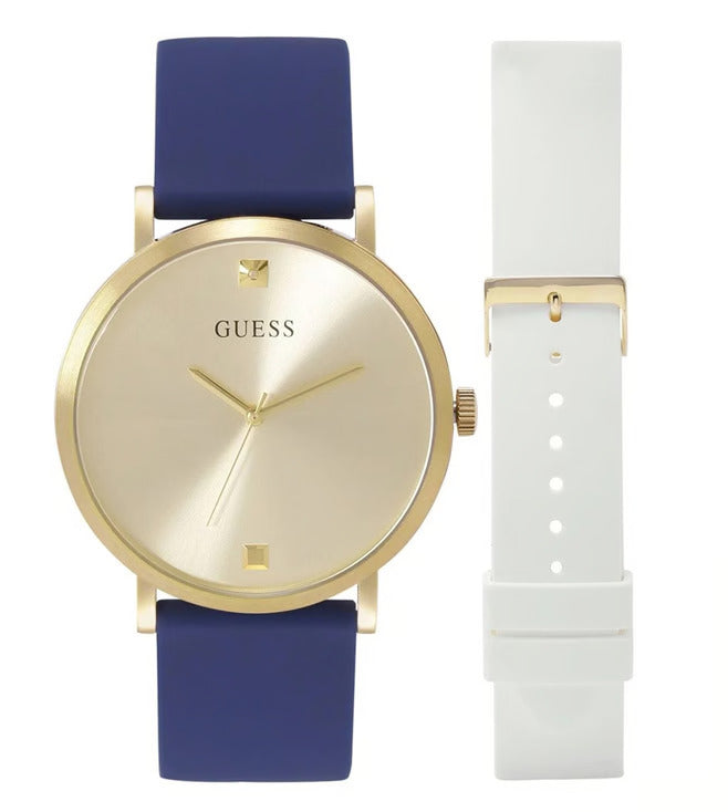 Guess Leather Gold Round Dial Quartz Analog Men Watch GW0350G1